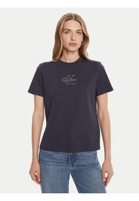 Calvin Klein Jeans T-Shirt Classic Monologo LV047D873G Granatowy Regular Fit. Kolor: niebieski. Materiał: bawełna
