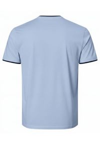 Jednokolorowa Koszulka z Lamówką - Pako Jeans - Błękitna. Okazja: na co dzień. Kolor: niebieski. Materiał: bawełna. Styl: casual #4