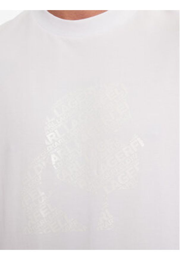 Karl Lagerfeld - KARL LAGERFELD T-Shirt 755059 544221 Biały Regular Fit. Typ kołnierza: dekolt w karo. Kolor: biały. Materiał: bawełna