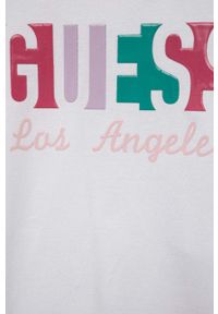 Guess longsleeve dziecięcy kolor biały. Kolor: biały. Materiał: bawełna, dzianina. Długość rękawa: długi rękaw. Wzór: nadruk. Styl: klasyczny #3