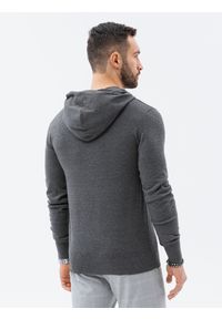 Ombre Clothing - Sweter męski z kapturem - szary melanż V1 E187 - XL. Typ kołnierza: kaptur. Kolor: szary. Materiał: bawełna, nylon. Wzór: melanż #3
