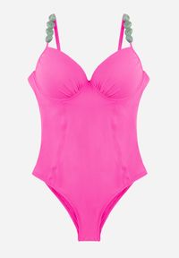 Born2be - Fuksjowy Strój Kąpielowy Ozdobiony Kamieniami Medorise. Kolekcja: plus size. Kolor: różowy. Wzór: aplikacja #3
