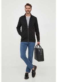 BOSS bluza męska kolor czarny gładka. Kolor: czarny. Materiał: materiał. Wzór: gładki #2