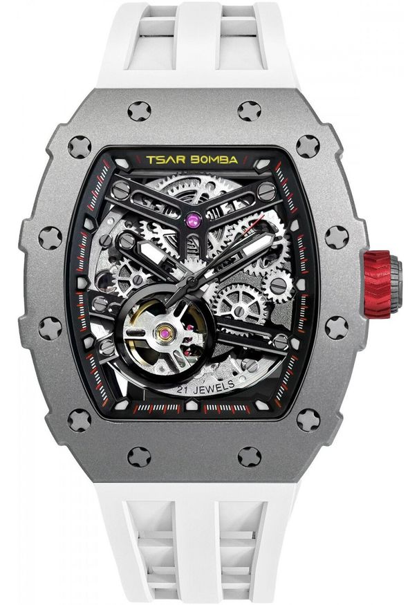 NoName - Zegarek męski Tsar Bomba TB8208T-02 biały. Kolor: biały