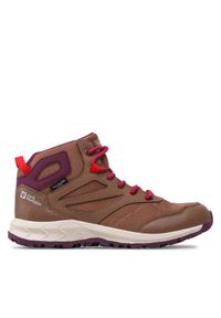 Jack Wolfskin Sneakersy Woodland Texapore Mid K 4042152 Brązowy. Kolor: brązowy. Materiał: materiał