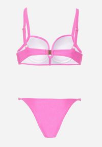 Born2be - Fuksjowe Bikini Push-Up Dwuczęściowe z Metalicznymi Ozdobami Asterelia. Kolor: różowy. Wzór: aplikacja #3
