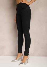 Renee - Czarne Spodnie Jegginsy z Gumką w Talii Selirea. Kolor: czarny. Materiał: tkanina #2