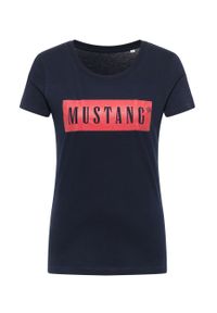 Mustang - MUSTANG ALINA C LOGO TEE DAMSKI T-SHIRT KOSZULKA LOGO BLUE NIGHTS 1013220 4085