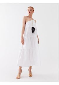 Patrizia Pepe Sukienka codzienna 2A2526/A9B9-W103 Biały Regular Fit. Okazja: na co dzień. Kolor: biały. Materiał: bawełna. Typ sukienki: proste. Styl: casual #4