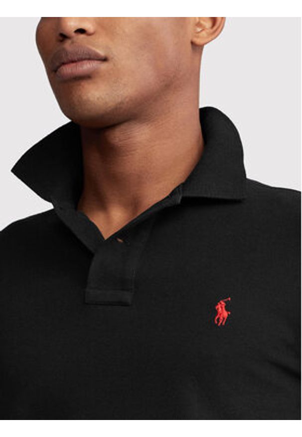 Polo Ralph Lauren Polo 710681126037 Czarny Slim Fit. Typ kołnierza: polo. Kolor: czarny. Materiał: bawełna