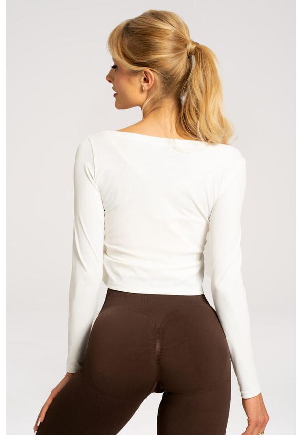GYM GLAMOUR - Koszulka fitness damska Gym Glamour regulowana z długimi rękawami. Kolor: biały. Długość rękawa: długi rękaw. Długość: długie. Sport: fitness