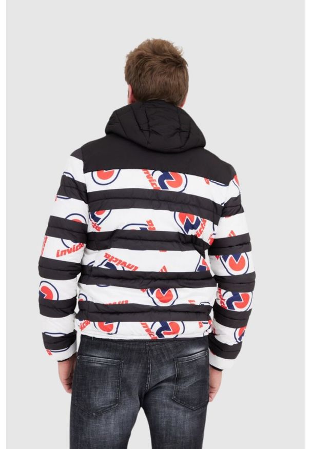 Invicta - INVICTA Puchowa kurtka męska w pasy i logo, Rozmiar XL. Kolor: wielokolorowy. Materiał: puch