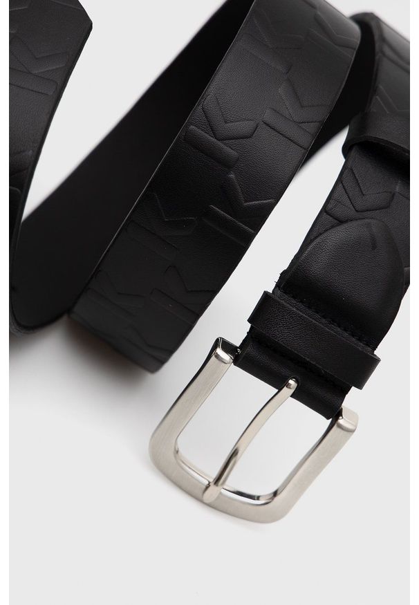 Karl Lagerfeld - Pasek skórzany. Kolor: czarny. Materiał: skóra