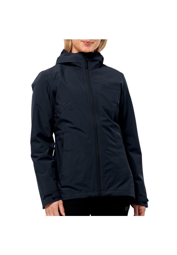 Kurtka uniwersalna damska Jack Wolfskin 11156211010. Typ kołnierza: kaptur. Kolor: wielokolorowy, niebieski, czarny. Materiał: syntetyk