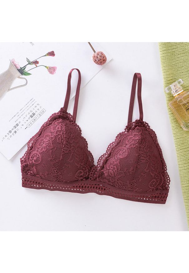 Intica - Koronkowa braletka z regulowanymi ramiączkami Judye. Kolor: czerwony. Materiał: koronka. Wzór: koronka