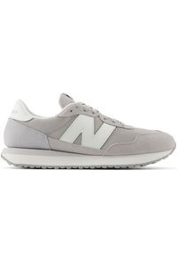 Buty męskie New Balance MS237LGG – szare. Kolor: szary. Materiał: skóra, zamsz, syntetyk, guma, materiał. Szerokość cholewki: normalna