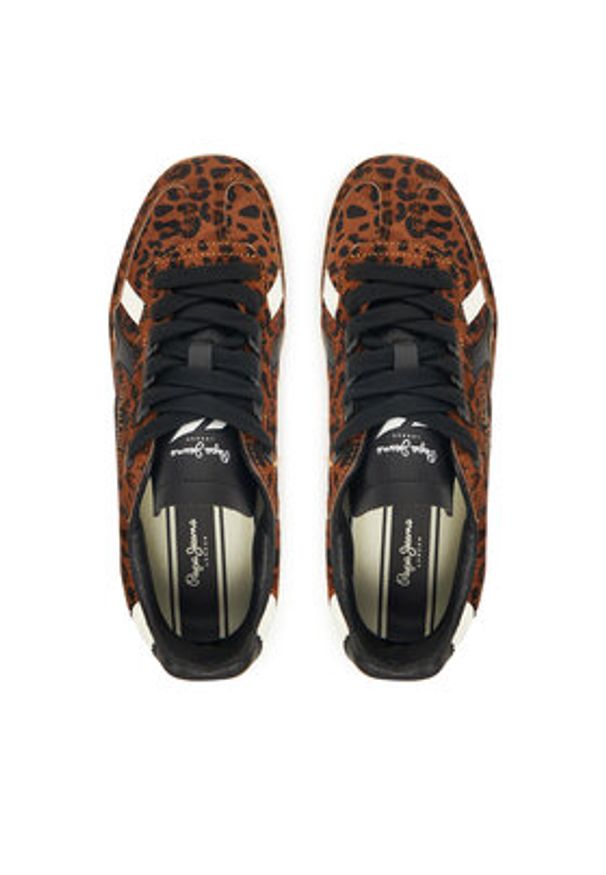 Pepe Jeans Sneakersy Ball Print W PLS000013 Brązowy. Kolor: brązowy. Materiał: skóra. Wzór: nadruk