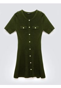 Big-Star - Sukienka damska mini z wiskozy z ozdobnymi guzikami khaki Dilara 303. Kolor: zielony. Materiał: wiskoza. Styl: elegancki. Długość: mini #5