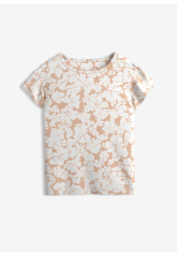bonprix - T-shirt z czystej bawełny organicznej. Typ kołnierza: kołnierz z falbankami. Kolor: pomarańczowy. Materiał: bawełna. Długość rękawa: krótki rękaw