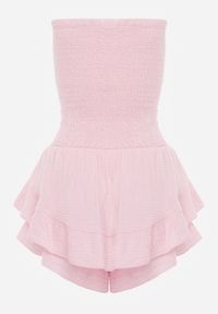 Renee - Różowy Bawełniany Kombinezon z Elastyczną Górą i Falbankami Palelia. Okazja: na co dzień. Kolor: różowy. Materiał: bawełna. Styl: casual #7