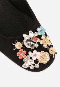 Born2be - Czarne Czółenka Vices na Słupku ze Skórzaną Wkładką i Biżuteryjnym Zdobieniem Onna. Okazja: na co dzień, na imprezę. Kolor: czarny. Materiał: skóra. Wzór: aplikacja. Obcas: na słupku. Styl: casual, elegancki, wizytowy #8