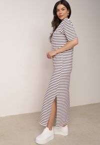 Born2be - Wielokolorowa Pudełkowa Sukienka z Bawełny w Poziome Paski Diove. Okazja: do pracy, na co dzień, na spacer. Kolor: wielokolorowy. Materiał: bawełna. Wzór: paski. Typ sukienki: proste. Styl: klasyczny, casual #7