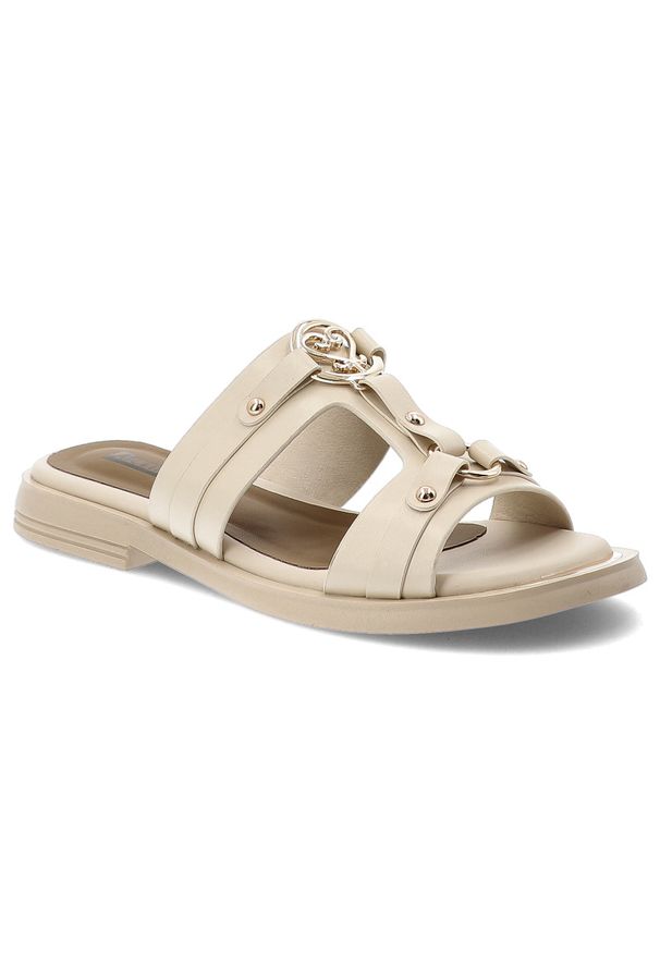 Klapki damskie Artiker, cholewka ze skóry naturalnej wsuwany fason z szerokimi paskami na płaskiej podeszwie, beżowe, 58C1629. Kolor: beżowy. Materiał: skóra. Obcas: na płaskiej podeszwie