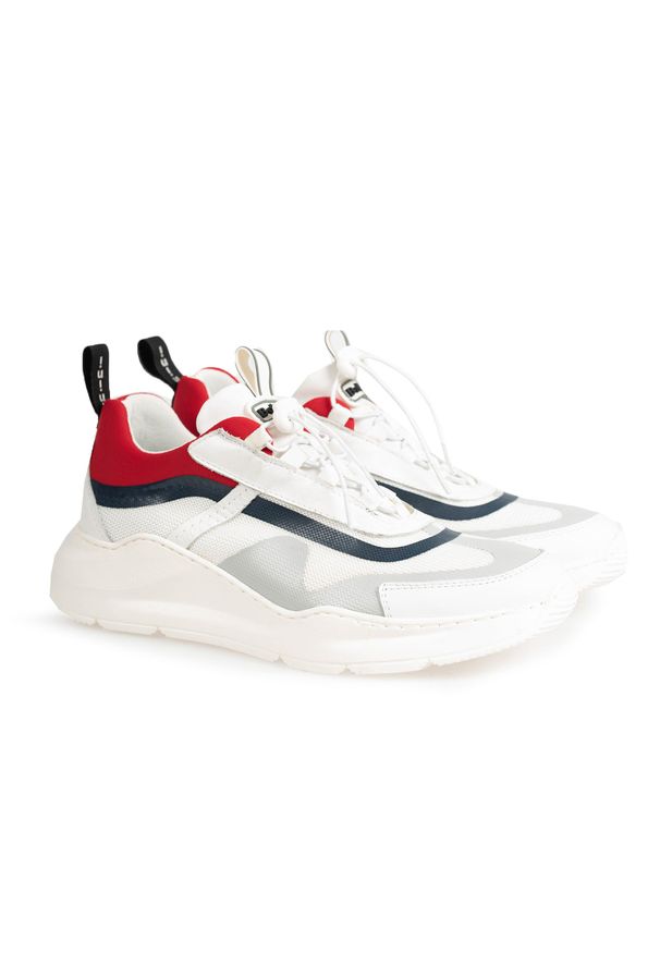 Baldinini Sneakersy | UE0408T00NADR | Mężczyzna | Biały, Czerwony. Kolor: biały, wielokolorowy, czerwony. Materiał: materiał, skóra. Wzór: aplikacja