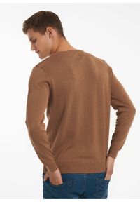 Ochnik - Sweter męski. Okazja: na co dzień. Kolor: beżowy. Materiał: bawełna. Długość: długie. Styl: casual, klasyczny