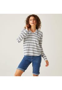 Regatta - Minerve V-Neck damska bluza z kapturem. Typ kołnierza: kaptur. Kolor: biały. Materiał: bawełna. Styl: elegancki, sportowy. Sport: turystyka piesza #1