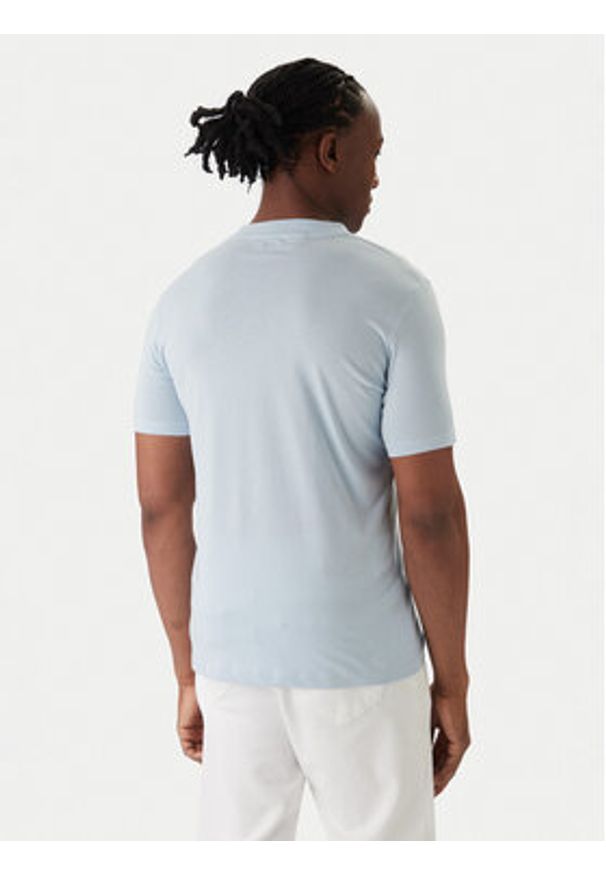 Karl Lagerfeld - KARL LAGERFELD T-Shirt 755710 561224 Błękitny Regular Fit. Typ kołnierza: dekolt w karo. Kolor: niebieski. Materiał: bawełna