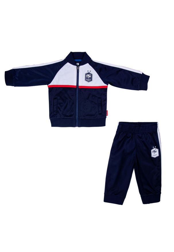 FFF - Dziecięcy dres z poliestru France 2022/23. Kolor: niebieski. Materiał: dresówka, poliester