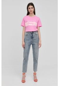 Trussardi Jeans - Trussardi t-shirt bawełniany kolor różowy. Okazja: na co dzień. Kolor: różowy. Materiał: bawełna. Wzór: nadruk. Styl: casual #3