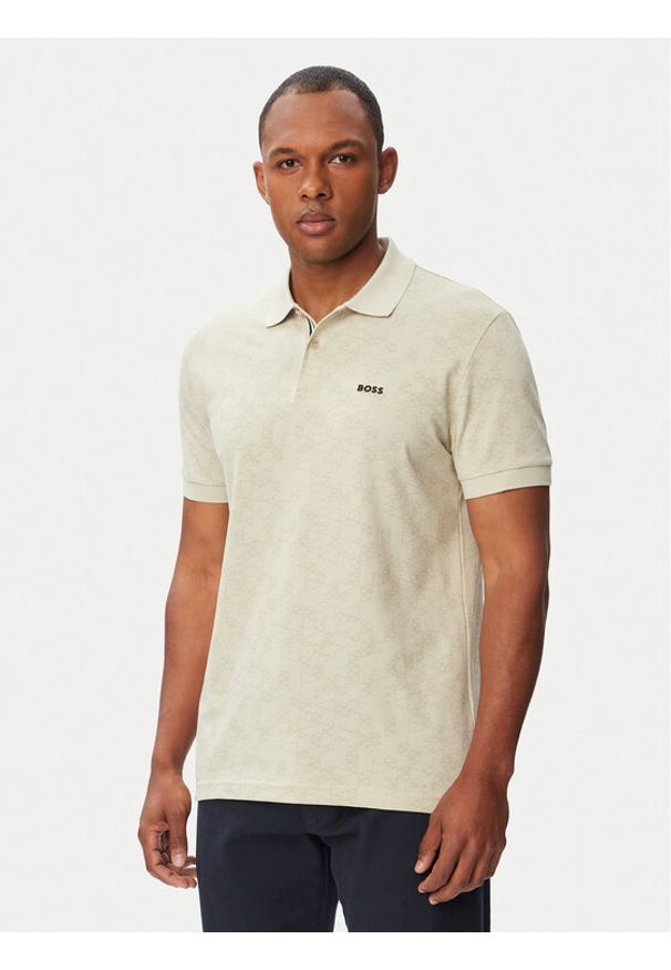 BOSS Polo Swing 50564801 Beżowy jasny Regular Fit. Typ kołnierza: polo. Kolor: beżowy. Materiał: bawełna