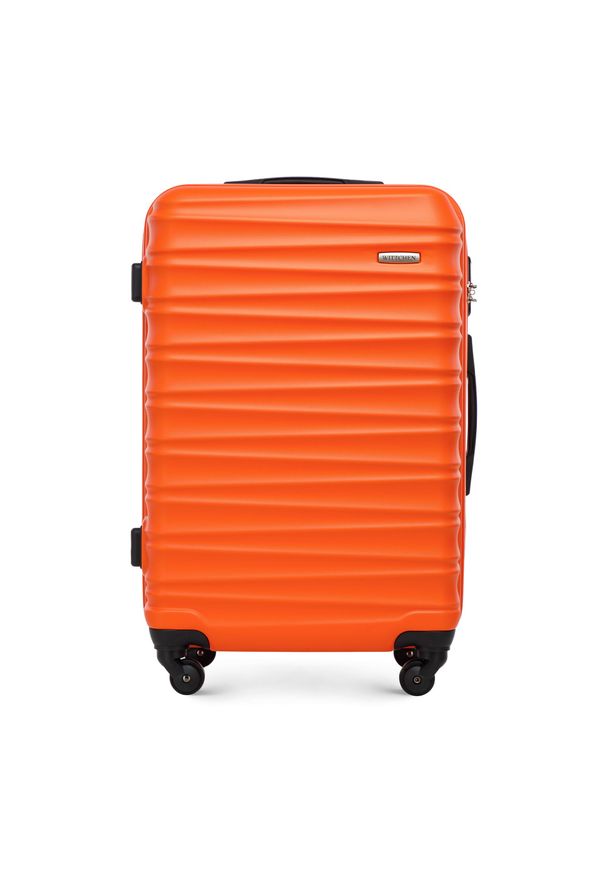 Wittchen - Średnia walizka z ABS-u z żebrowaniem pomarańczowa. Kolor: pomarańczowy. Materiał: guma