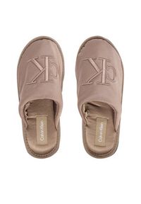 Calvin Klein Jeans Kapcie Slipper Satin Moire YW0YW02053 Beżowy. Kolor: beżowy. Materiał: materiał #5