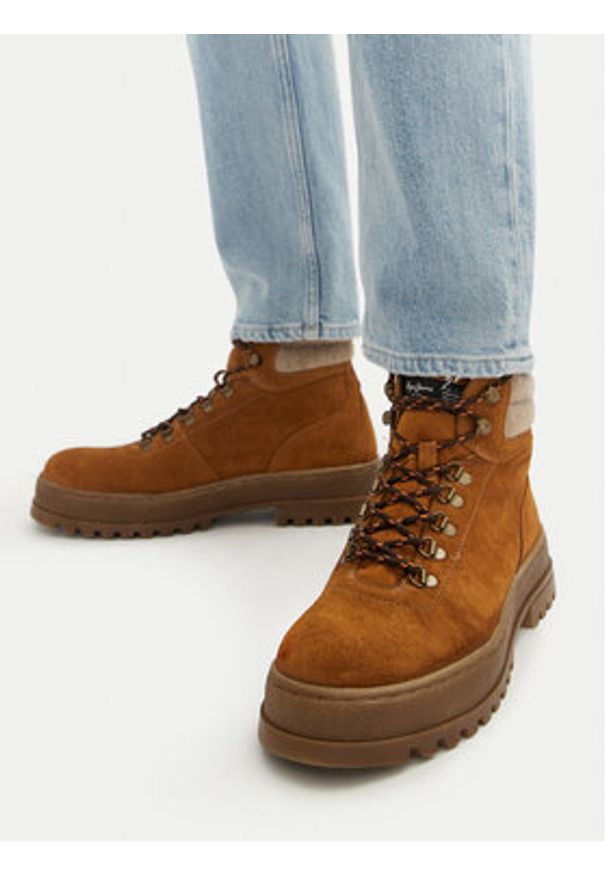 Pepe Jeans Trapery PMS50251 Brązowy. Kolor: brązowy. Materiał: skóra, zamsz