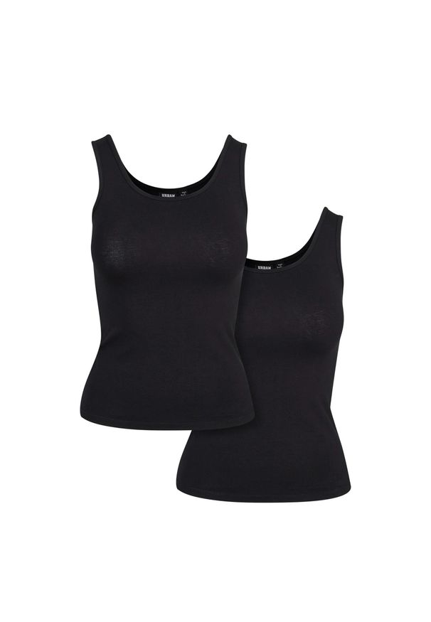 Urban Classics - Top Damski Rozciągliwa Basic 2pak. Kolor: czarny. Sport: turystyka piesza
