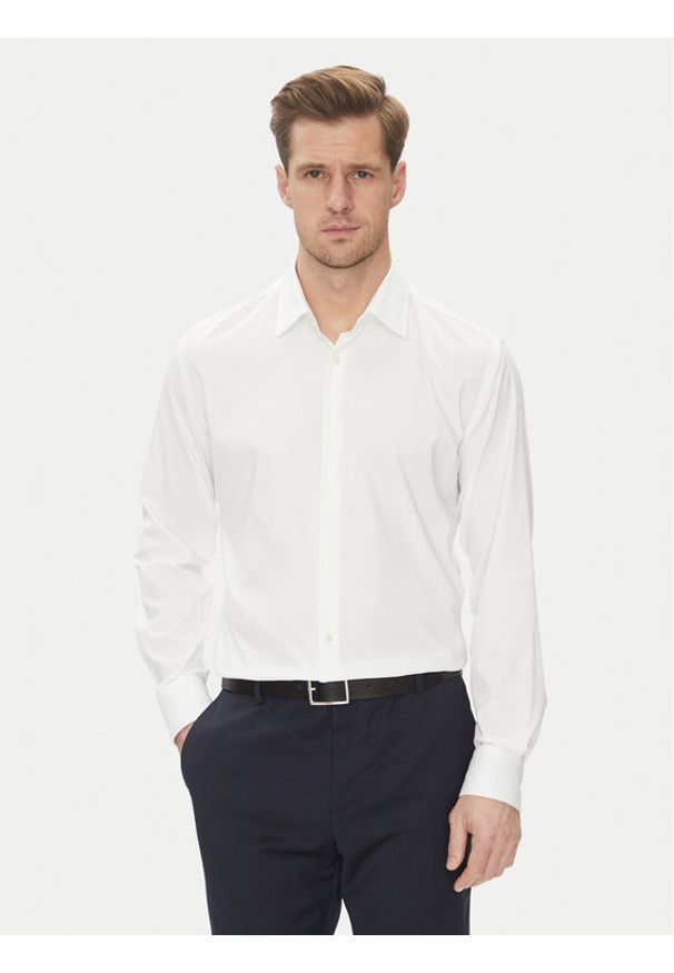 BOSS Koszula P-Hank 50503356 Biały Slim Fit. Kolor: biały. Materiał: syntetyk