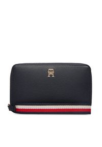 TOMMY HILFIGER - Tommy Hilfiger Portfel Th Logotape Compact Zip Around AW0AW18699 Granatowy. Kolor: niebieski. Materiał: skóra #1
