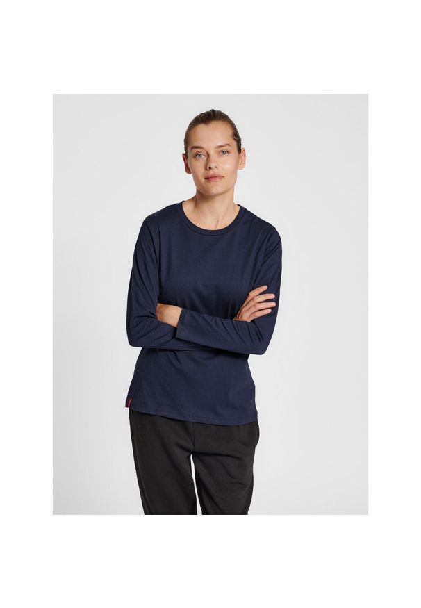 Damska koszulka z długim rękawem Hummel Red Basic. Kolor: niebieski. Materiał: bawełna. Długość rękawa: długi rękaw. Długość: długie. Sport: fitness