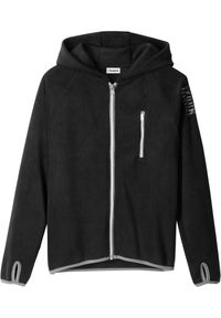 bonprix - Bluza rozpinana z polaru z kontrastowymi detalami. Typ kołnierza: kaptur. Kolor: czarny. Materiał: polar #1