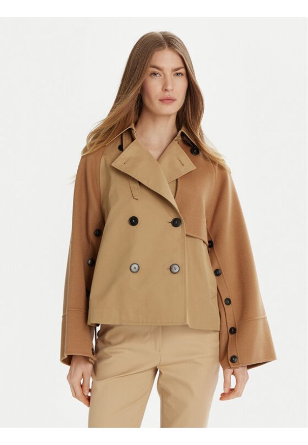 Weekend Max Mara Trencz Bazar 2515081041 Beżowy Relaxed Fit. Kolor: beżowy. Materiał: syntetyk, bawełna
