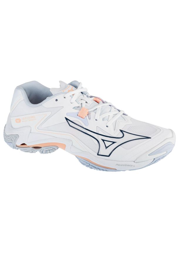 Buty siatkarskie damskie Mizuno Wave Lightning Z8. Zapięcie: sznurówki. Kolor: biały. Materiał: materiał, syntetyk, tkanina. Szerokość cholewki: normalna. Model: Mizuno Wave