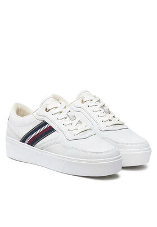 TOMMY HILFIGER - Tommy Hilfiger Sneakersy FW0FW08348 Biały. Kolor: biały. Materiał: skóra