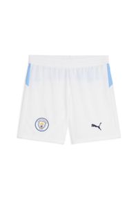 Puma - Młodzieżowe szorty Manchester City 25/26 PUMA White Team Light Blue. Kolor: biały, wielokolorowy, niebieski. Materiał: tkanina. Sport: piłka nożna