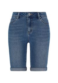 Volcano - Szorty jeansowe, Slim Fit, E-NEDA. Kolor: niebieski. Materiał: jeans. Wzór: aplikacja. Styl: klasyczny #1