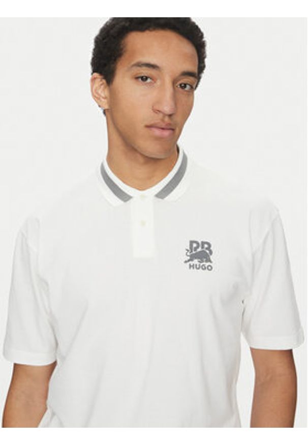 Hugo - HUGO Polo Dodac_RB 50542748 Biały Regular Fit. Typ kołnierza: polo. Kolor: biały. Materiał: bawełna