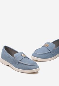 Renee - Niebieskie Mokasyny Loafersy z Minimalistyczną Klamrą Nanahla. Okazja: na co dzień. Zapięcie: klamry. Kolor: niebieski. Styl: casual, elegancki