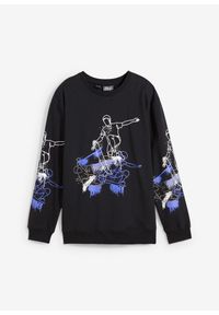 bonprix - Bluza chłopięca z bawełny organicznej. Kolor: czarny. Materiał: bawełna. Wzór: nadruk #1